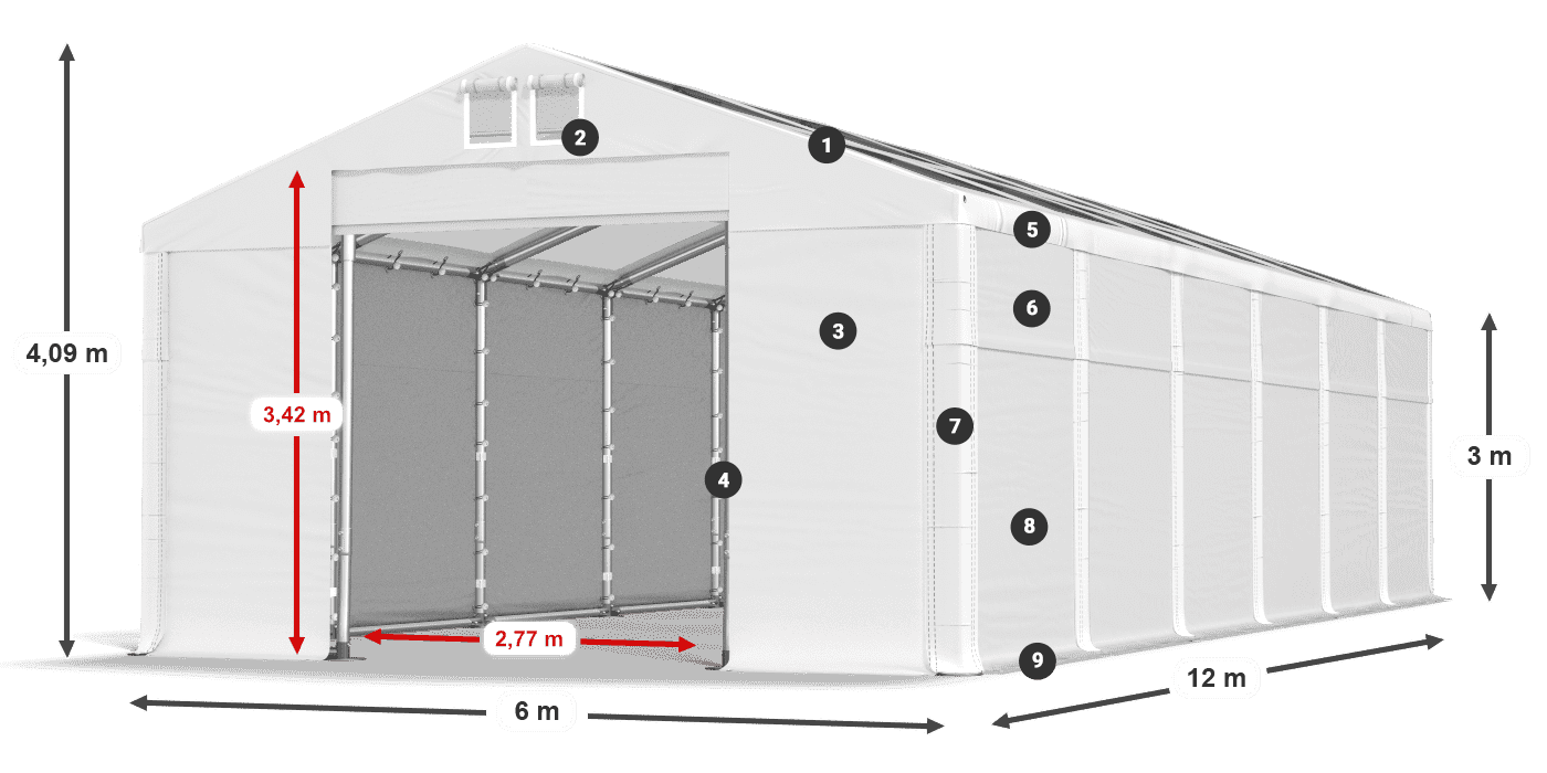 Krov: MS T 580 PVC Zidovi: FR 620 PVC Legenda od 3 m
