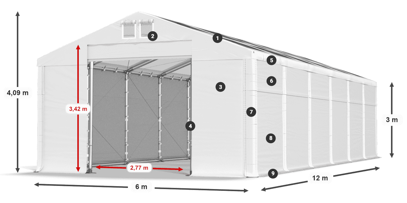 Krov: MS T 580 PVC Zidovi: FR 620 PVC Legenda od 3 m