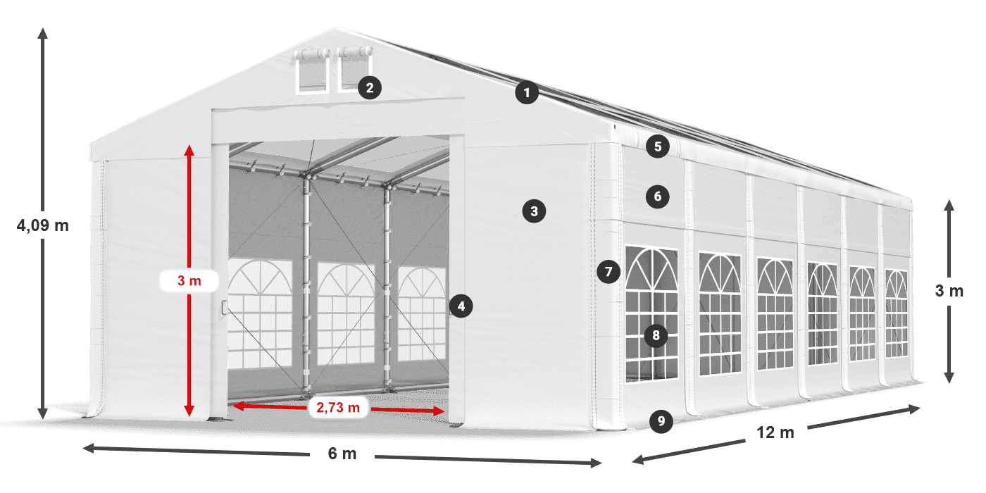 Krov: MS T 580 PVC Zidovi: FR 620 PVC Legenda od 3 m