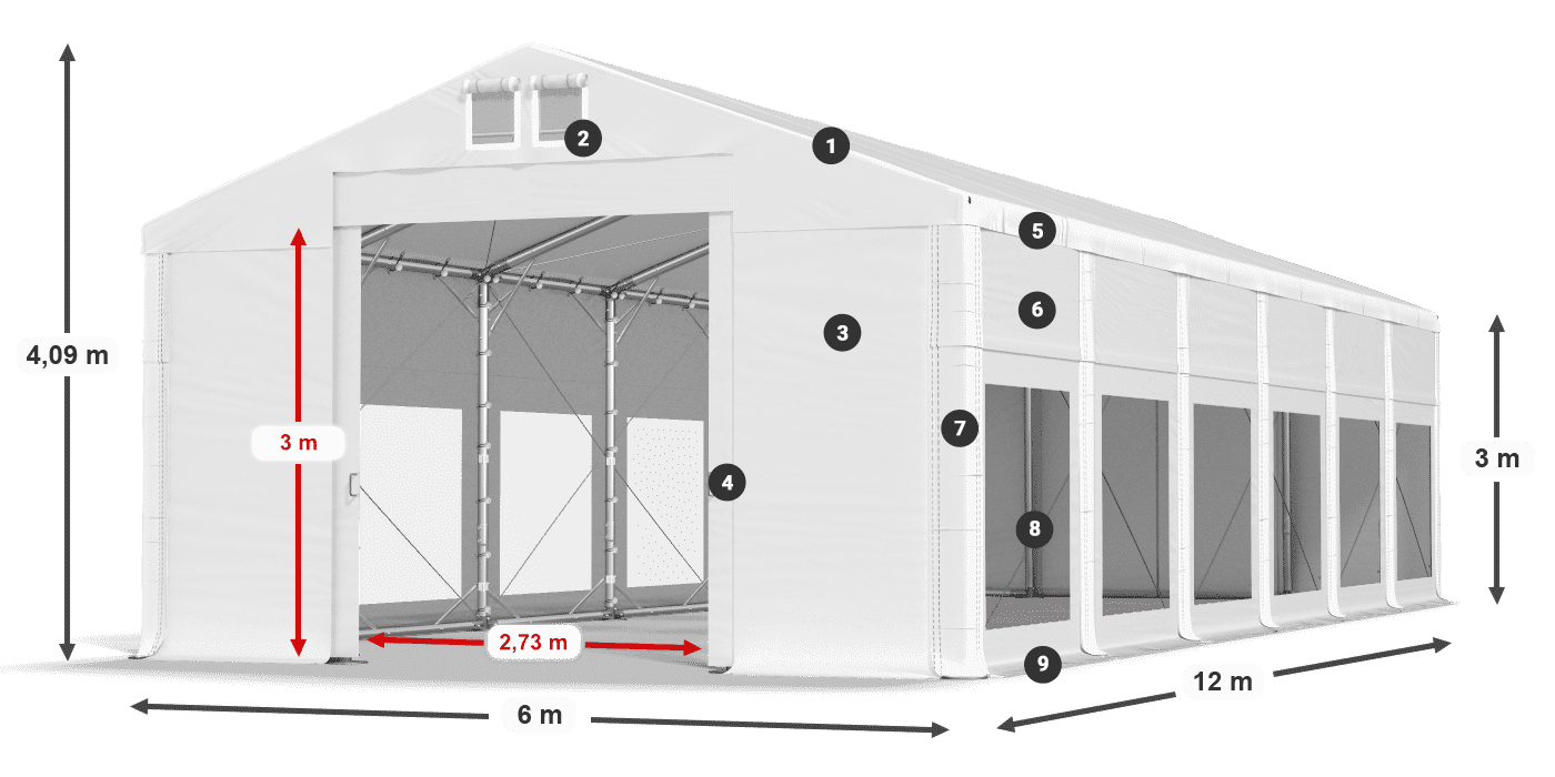 Krov: MS 580 PVC Zidovi: MS 580 PVC Legenda od 3 m