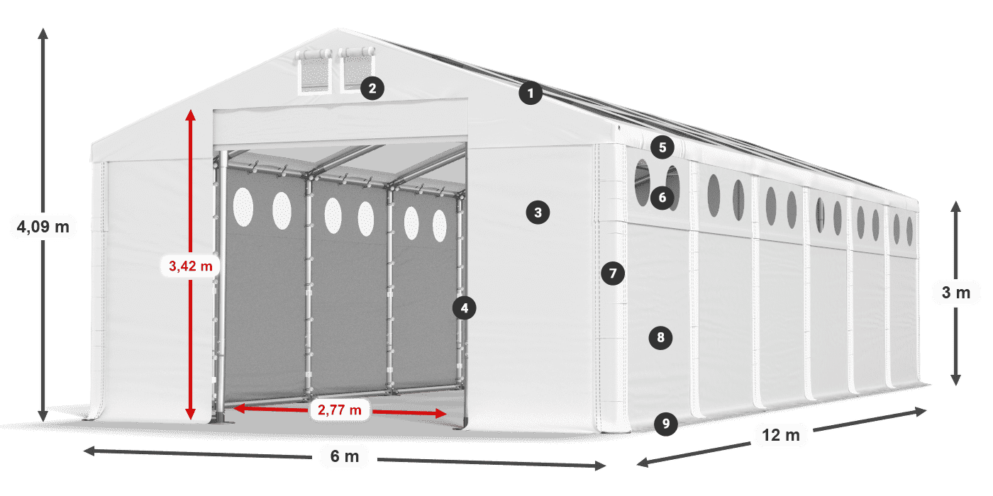 Krov: MS T 580 PVC Zidovi: MS O 580 PVC Legenda od 3 m