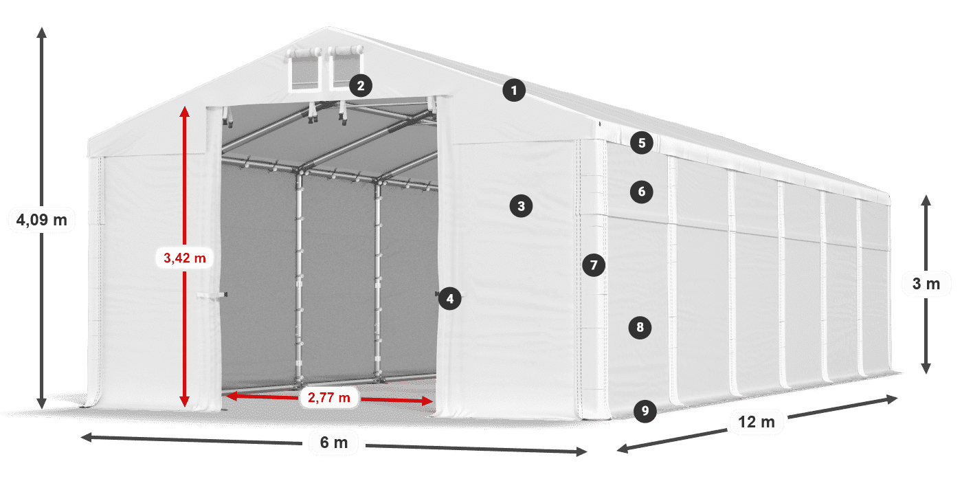 Krov: MS 580 PVC Zidovi: SD 500 PVC Legenda od 3 m