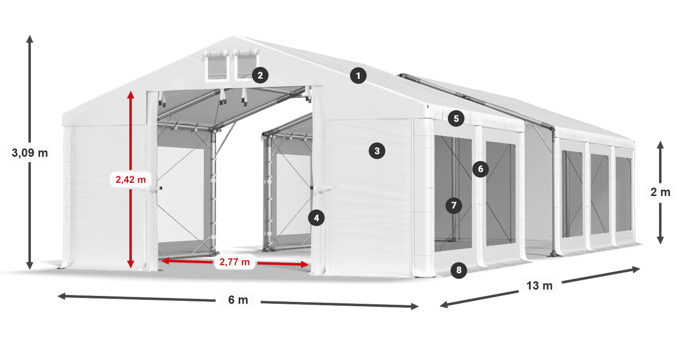 Krov: MS 580 PVC Zidovi: MS 580 PVC Legenda od 2 m