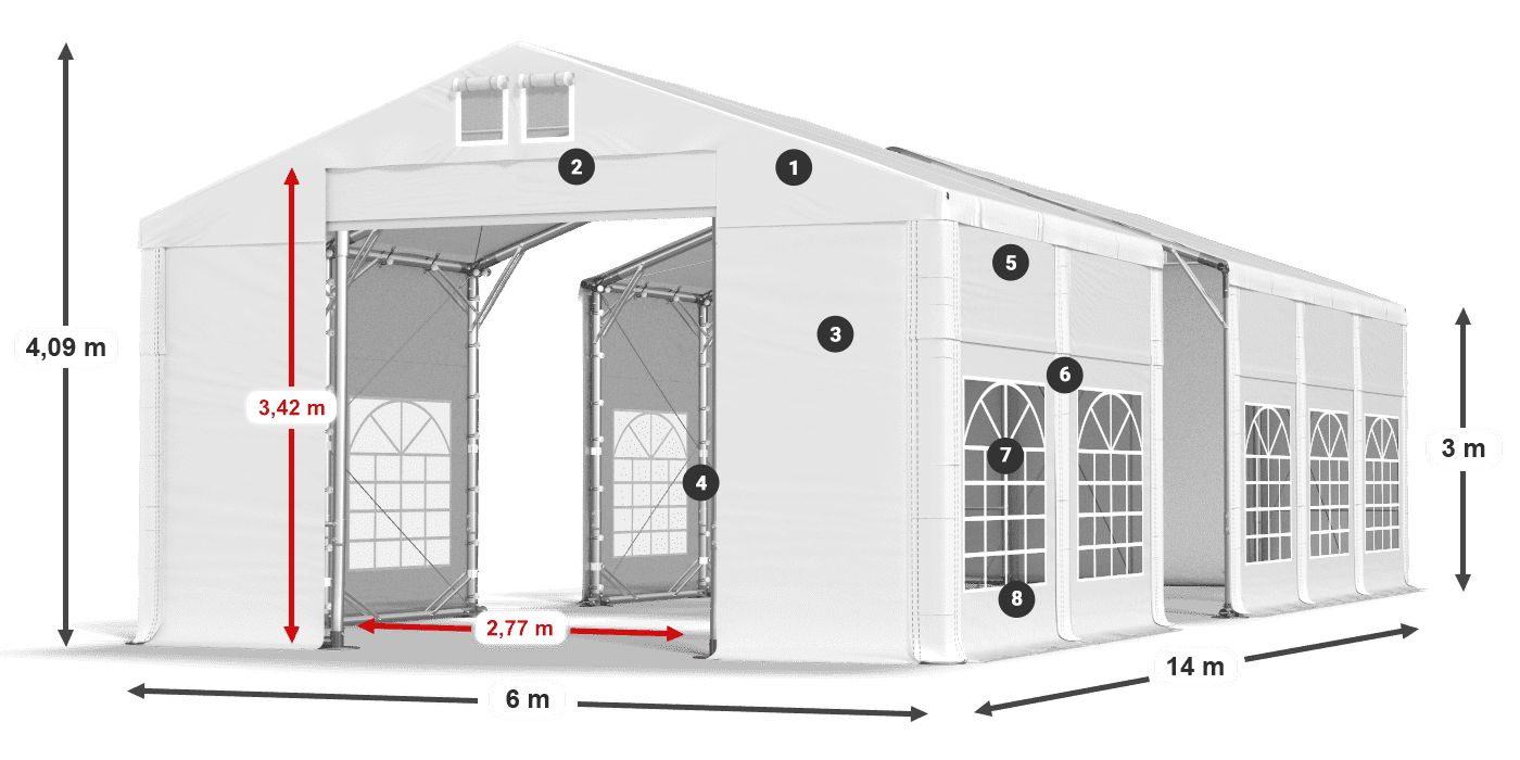 Krov: MS 580 PVC Zidovi: FR 620 PVC Legenda od 3 m