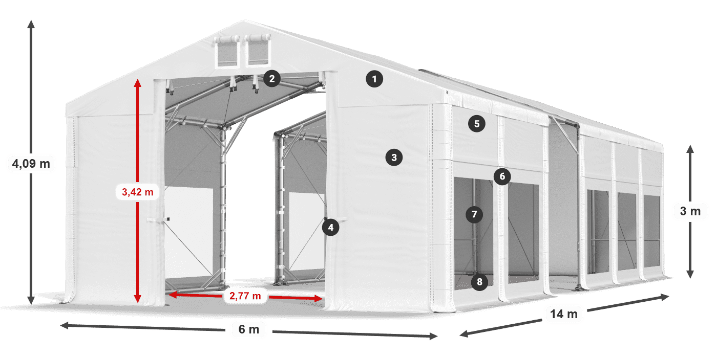 Krov: MS 580 PVC Zidovi: MS 580 PVC Legenda od 3 m