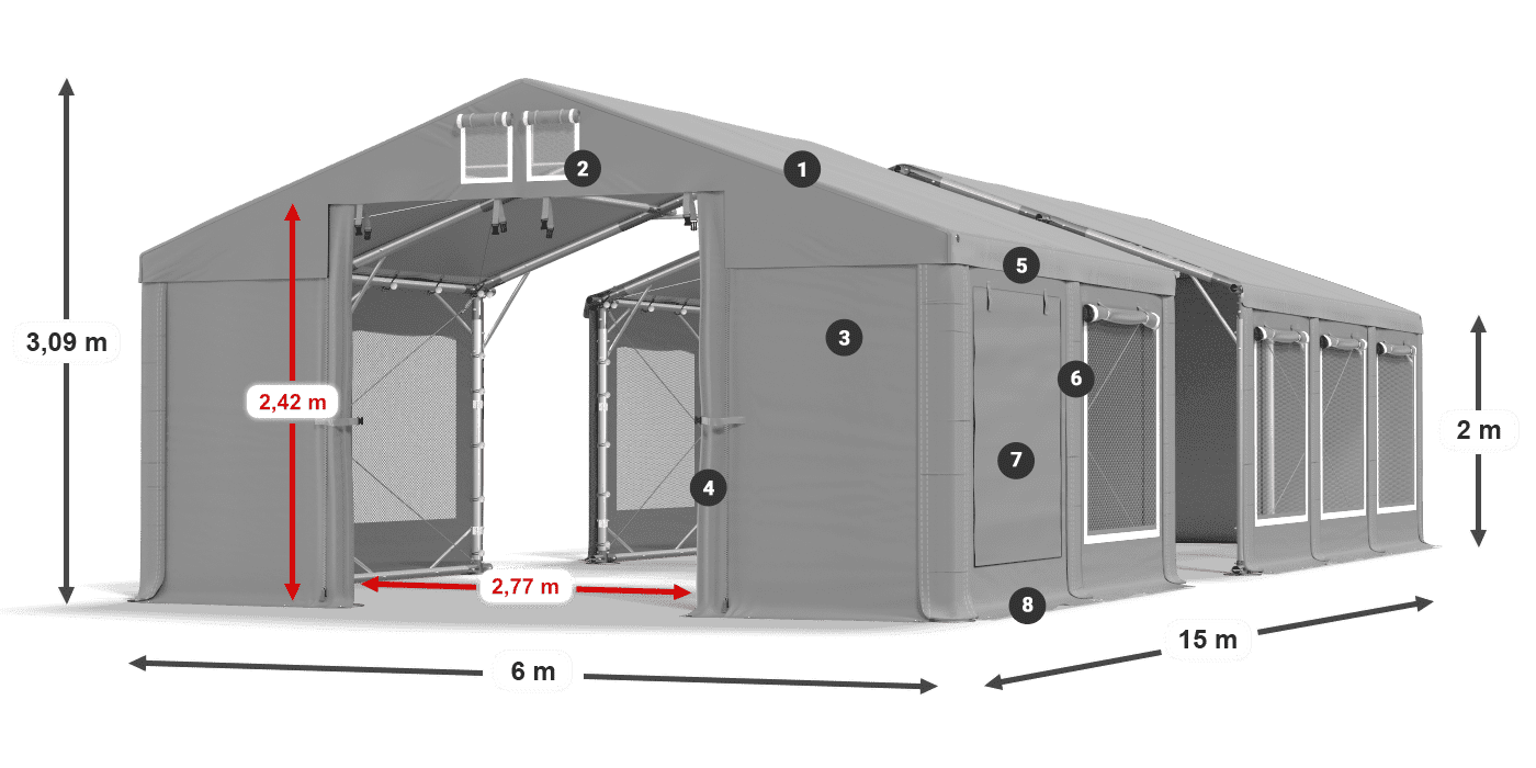 Krov: FR 620 PVC Zidovi: SD 500 PVC Legenda od 2 m