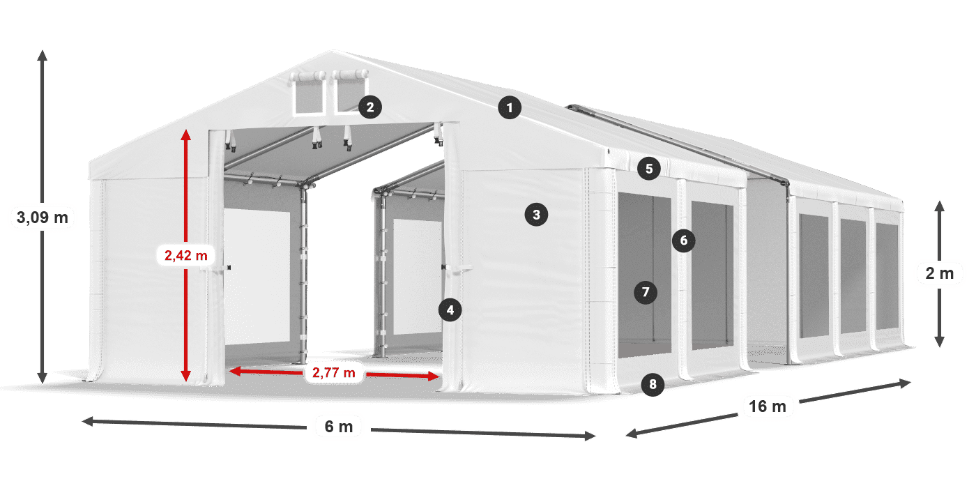 Krov: MS 580 PVC Zidovi: MS 580 PVC Legenda od 2 m