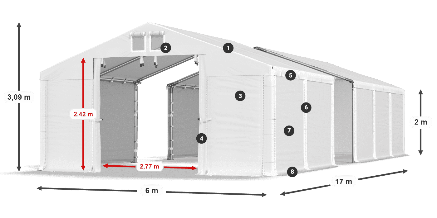 Krov: MS 580 PVC Zidovi: FR M 620 PVC Legenda od 2 m