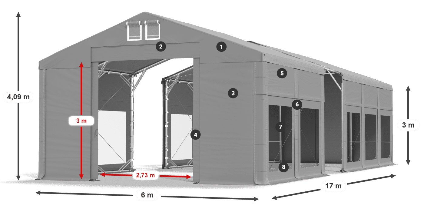 Krov: MS 580 PVC Zidovi: MS 580 PVC Legenda od 3 m