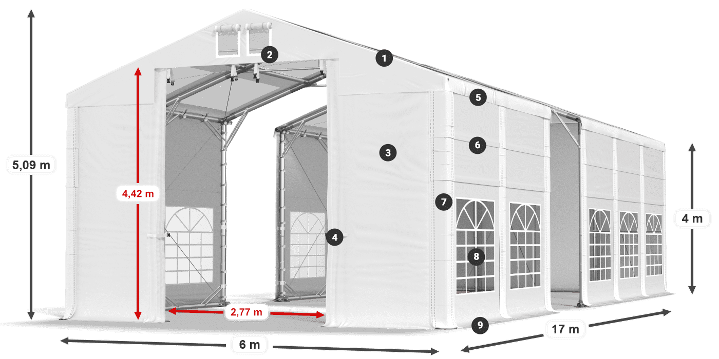Krov: MS T 580 PVC Zidovi: FR 620 PVC Legenda od 4 m