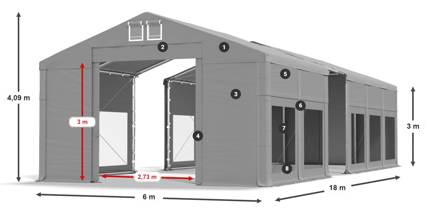 Krov: MS 580 PVC Zidovi: MS 580 PVC Legenda od 3 m