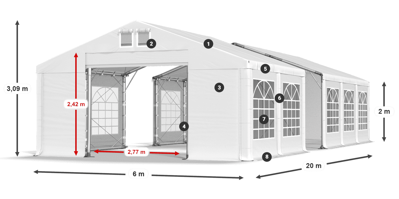 Krov: MS 580 PVC Zidovi: FR 620 PVC Legenda od 2 m