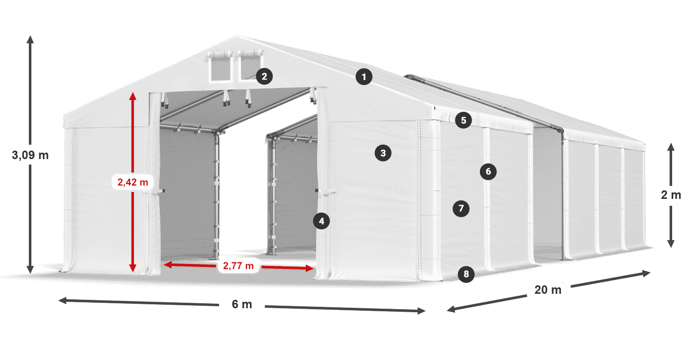 Krov: MS 580 PVC Zidovi: SD 500 PVC Legenda od 2 m