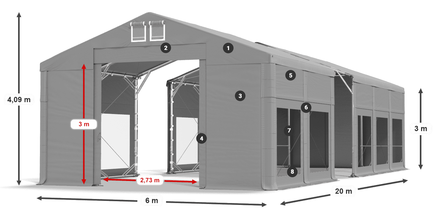 Krov: MS 580 PVC Zidovi: MS 580 PVC Legenda od 3 m