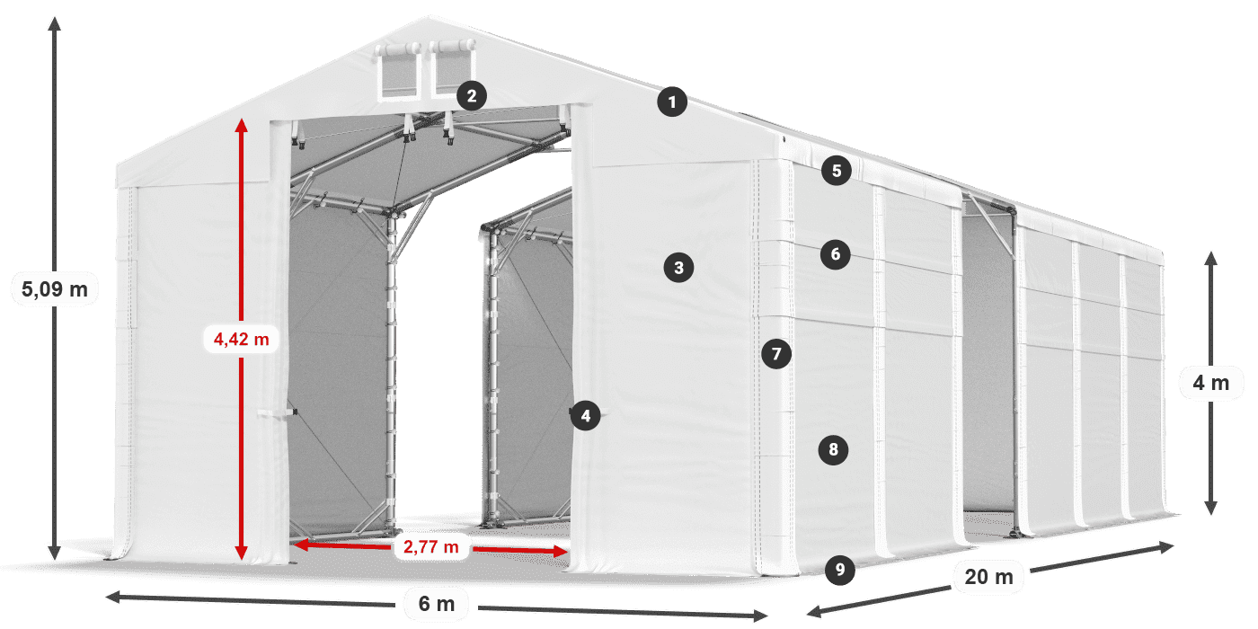 Krov: MS 580 PVC Zidovi: SD 500 PVC Legenda od 4 m