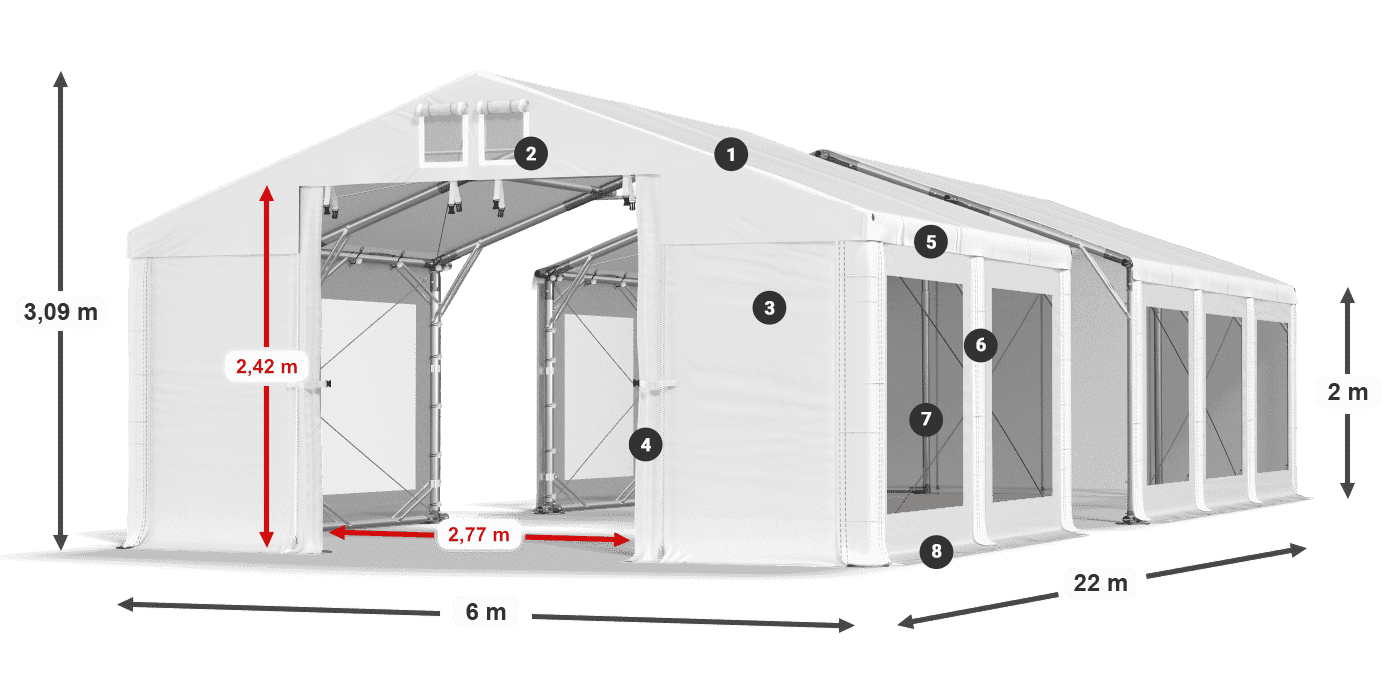 Krov: MS 580 PVC Zidovi: MS 580 PVC Legenda od 2 m
