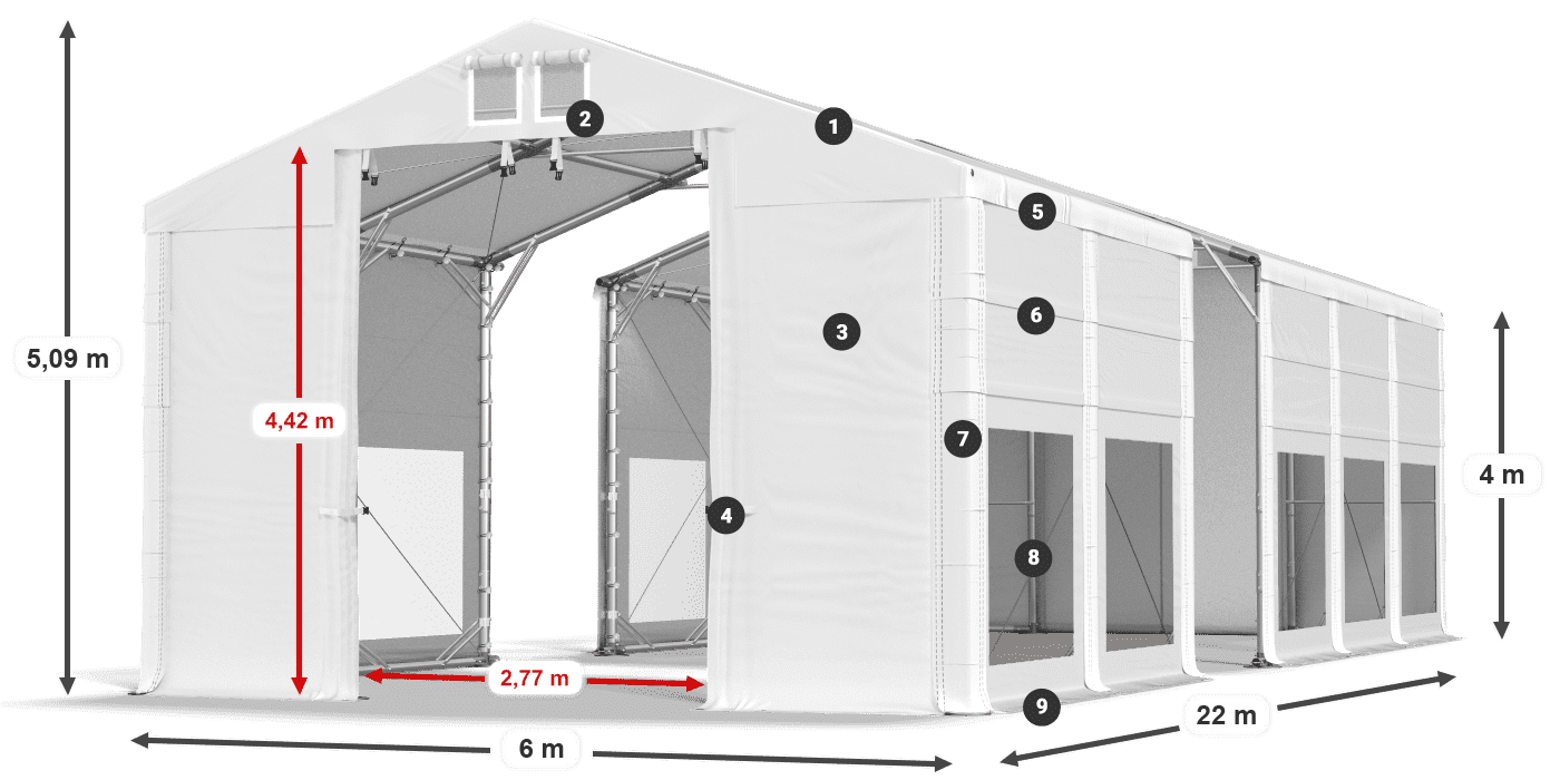 Krov: MS 580 PVC Zidovi: MS 580 PVC Legenda od 4 m