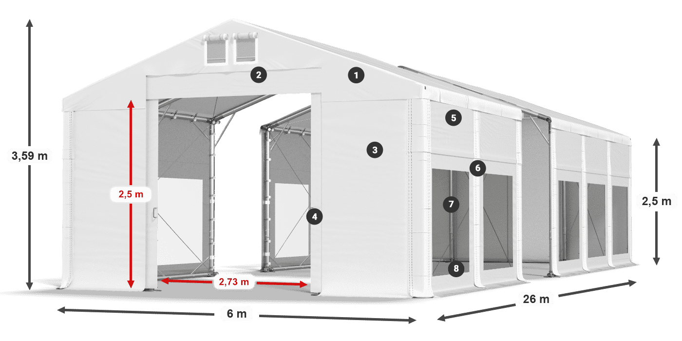 Krov: MS 580 PVC Zidovi: MS 580 PVC 2,5 m legenda