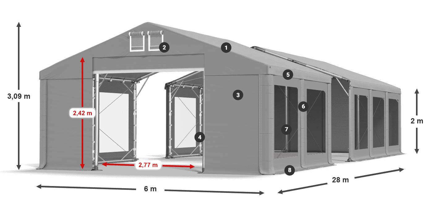 Krov: MS 580 PVC Zidovi: MS 580 PVC Legenda od 2 m