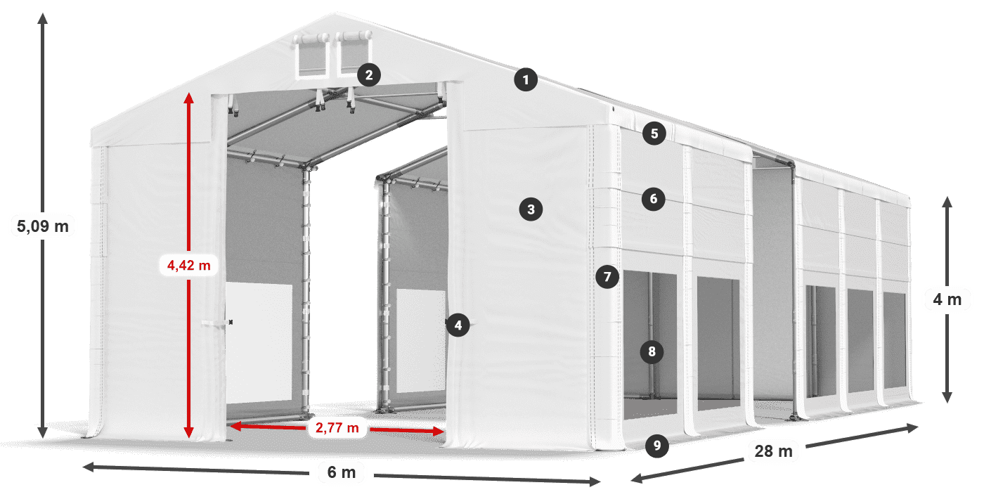 Krov: MS 580 PVC Zidovi: MS 580 PVC Legenda od 4 m