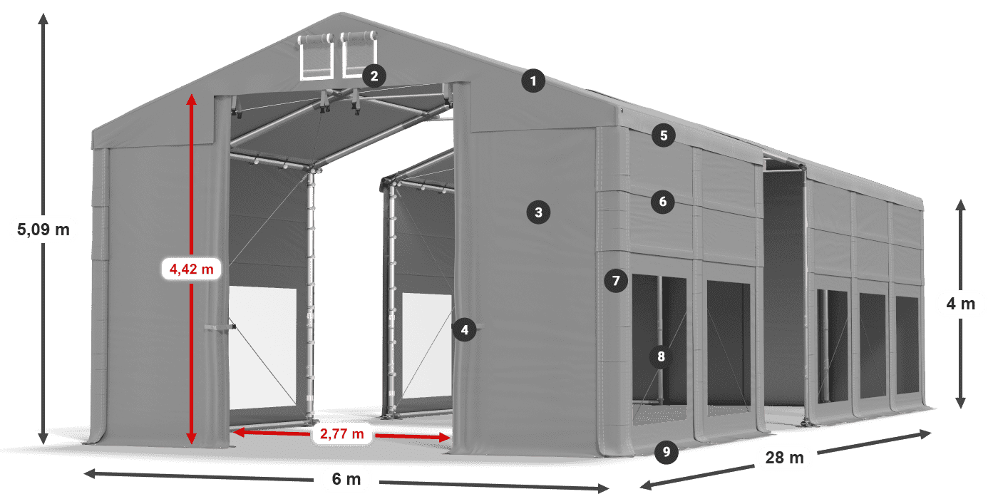 Krov: MS 580 PVC Zidovi: MS 580 PVC Legenda od 4 m
