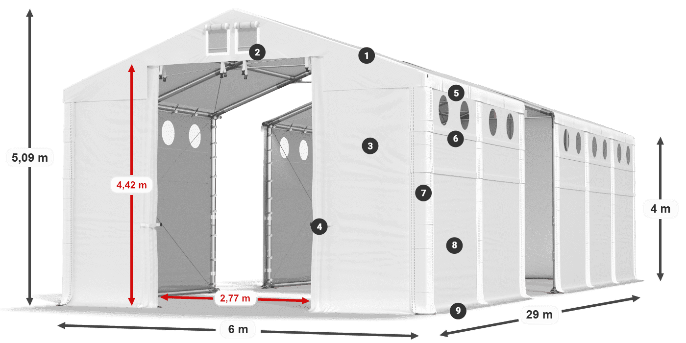 Krov: MS 580 PVC Zidovi: SD O 500 PVC Legenda od 4 m