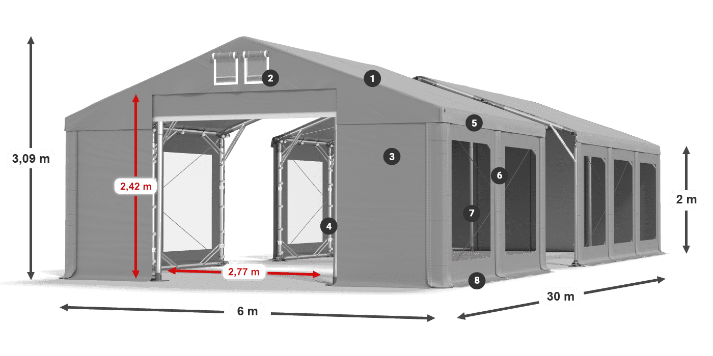 Krov: MS 580 PVC Zidovi: MS 580 PVC Legenda od 2 m
