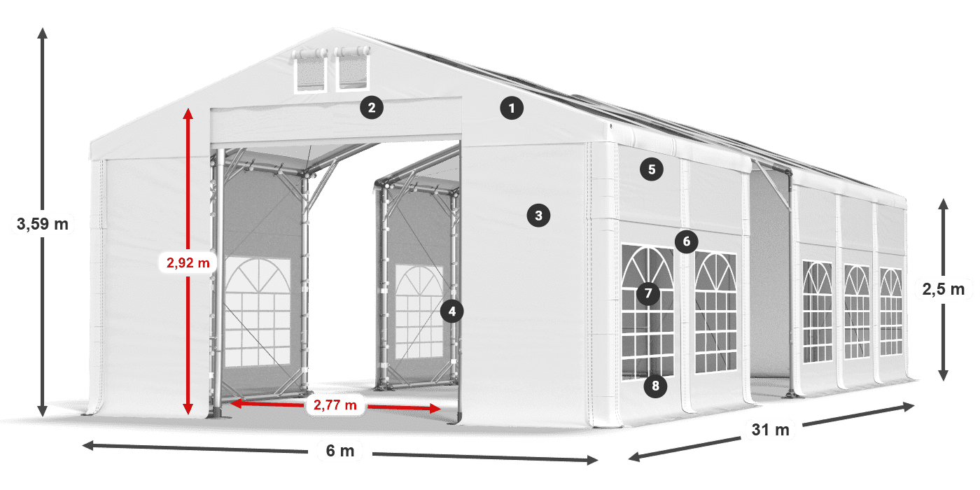 Krov: MS 580 PVC Zidovi: SD 500 PVC Legenda od 2,5 m