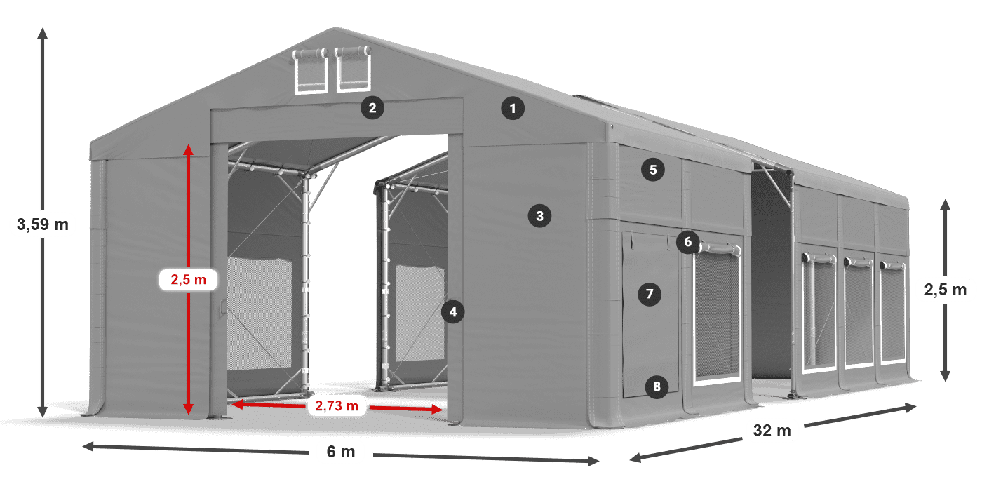Krov: FR 620 PVC Zidovi: SD 500 PVC Legenda od 2,5 m