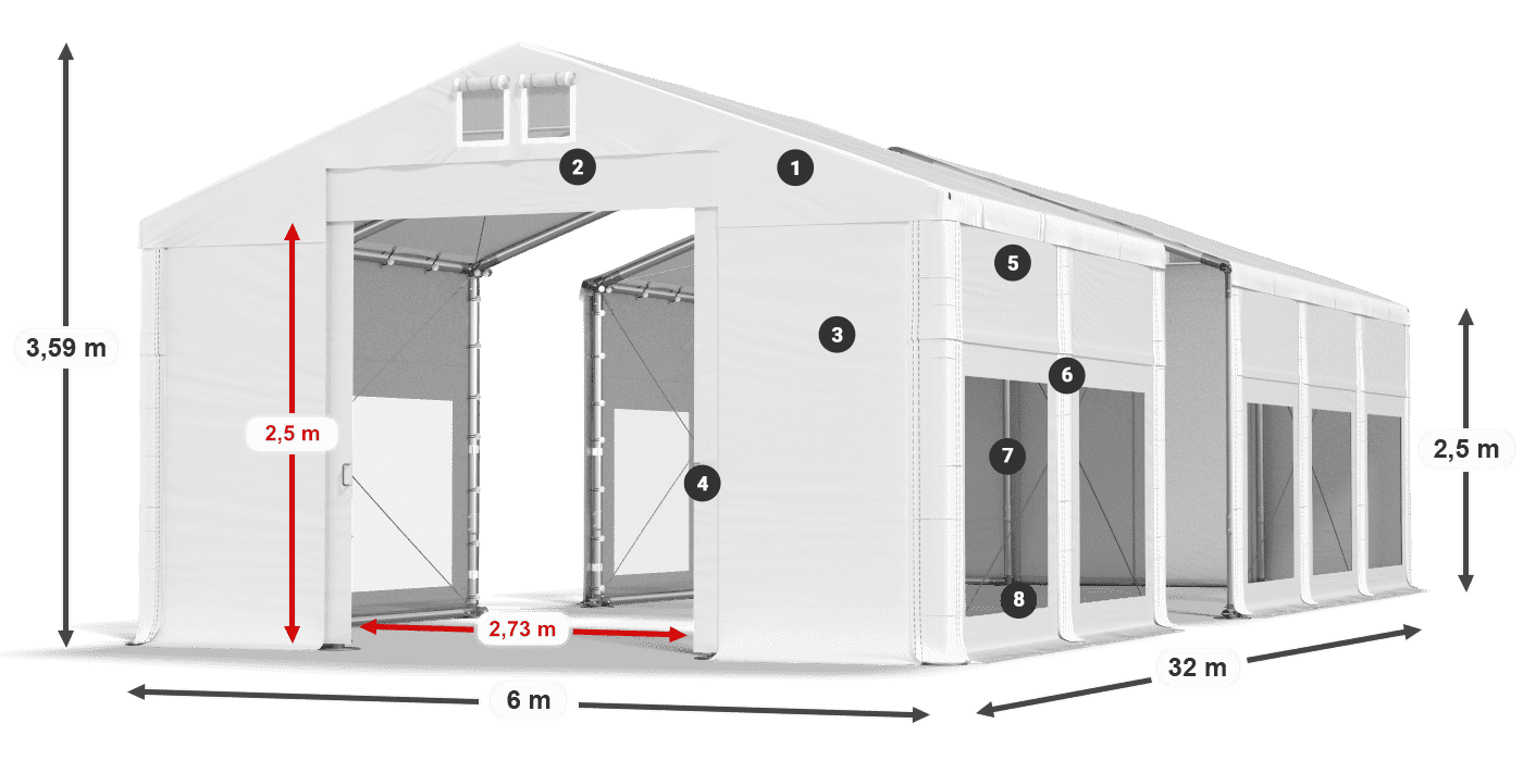 Krov: MS 580 PVC Zidovi: MS 580 PVC 2,5 m legenda