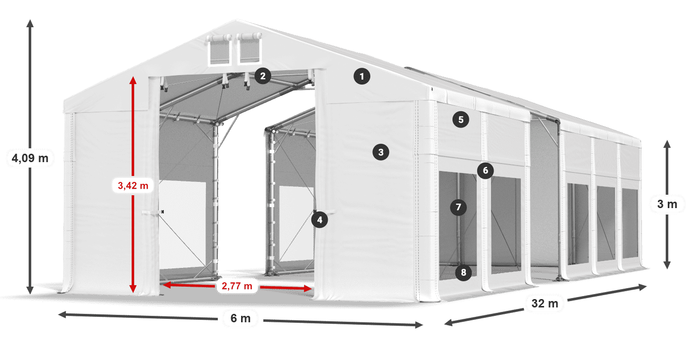 Krov: MS 580 PVC Zidovi: MS 580 PVC Legenda od 3 m