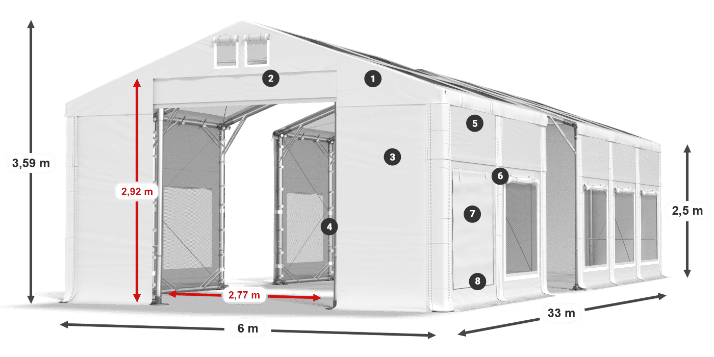 Krov: MS T 580 PVC Zidovi: SD M 500 PVC Legenda od 2,5 m