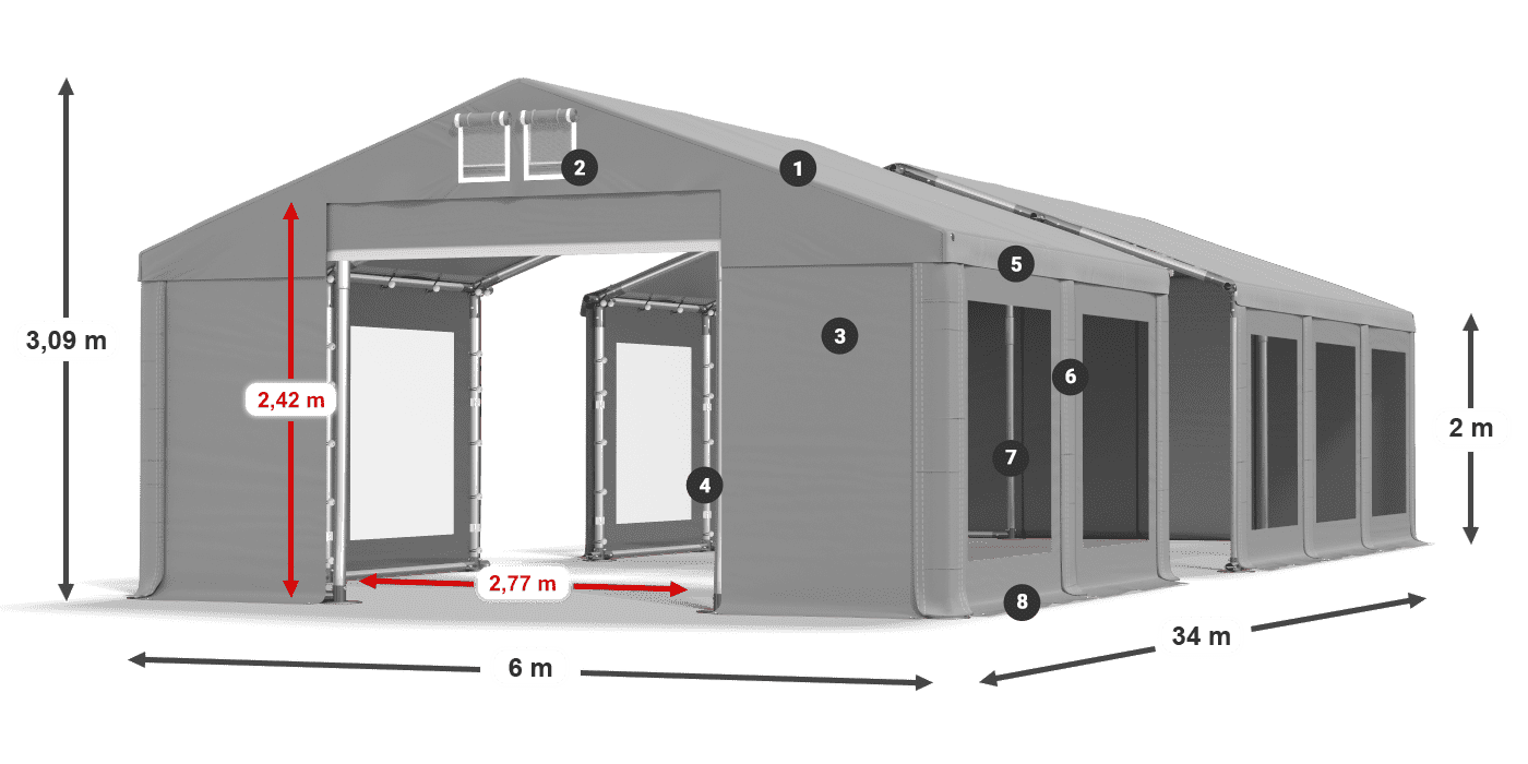 Krov: MS 580 PVC Zidovi: MS 580 PVC Legenda od 2 m