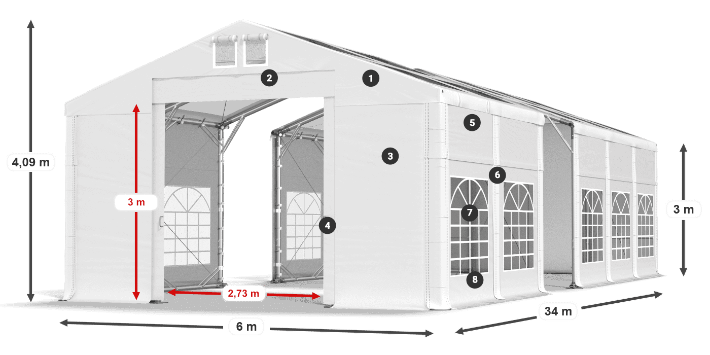 Krov: MS T 580 PVC Zidovi: FR 620 PVC Legenda od 3 m