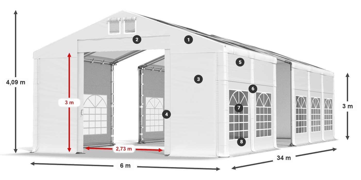 Krov: MS T 580 PVC Zidovi: FR 620 PVC Legenda od 3 m
