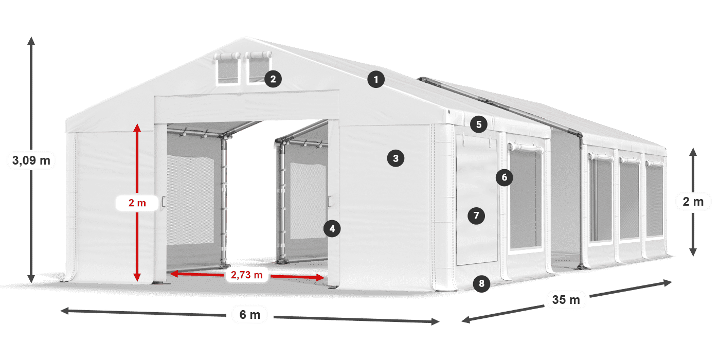 Krov: FR 620 PVC Zidovi: SD 500 PVC Legenda od 2 m