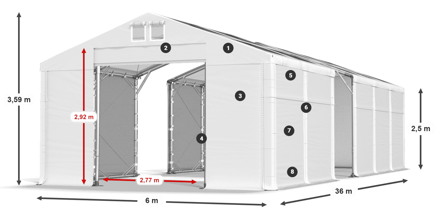 Krov: MS T 580 PVC Zidovi: FR 620 PVC Legenda od 2,5 m