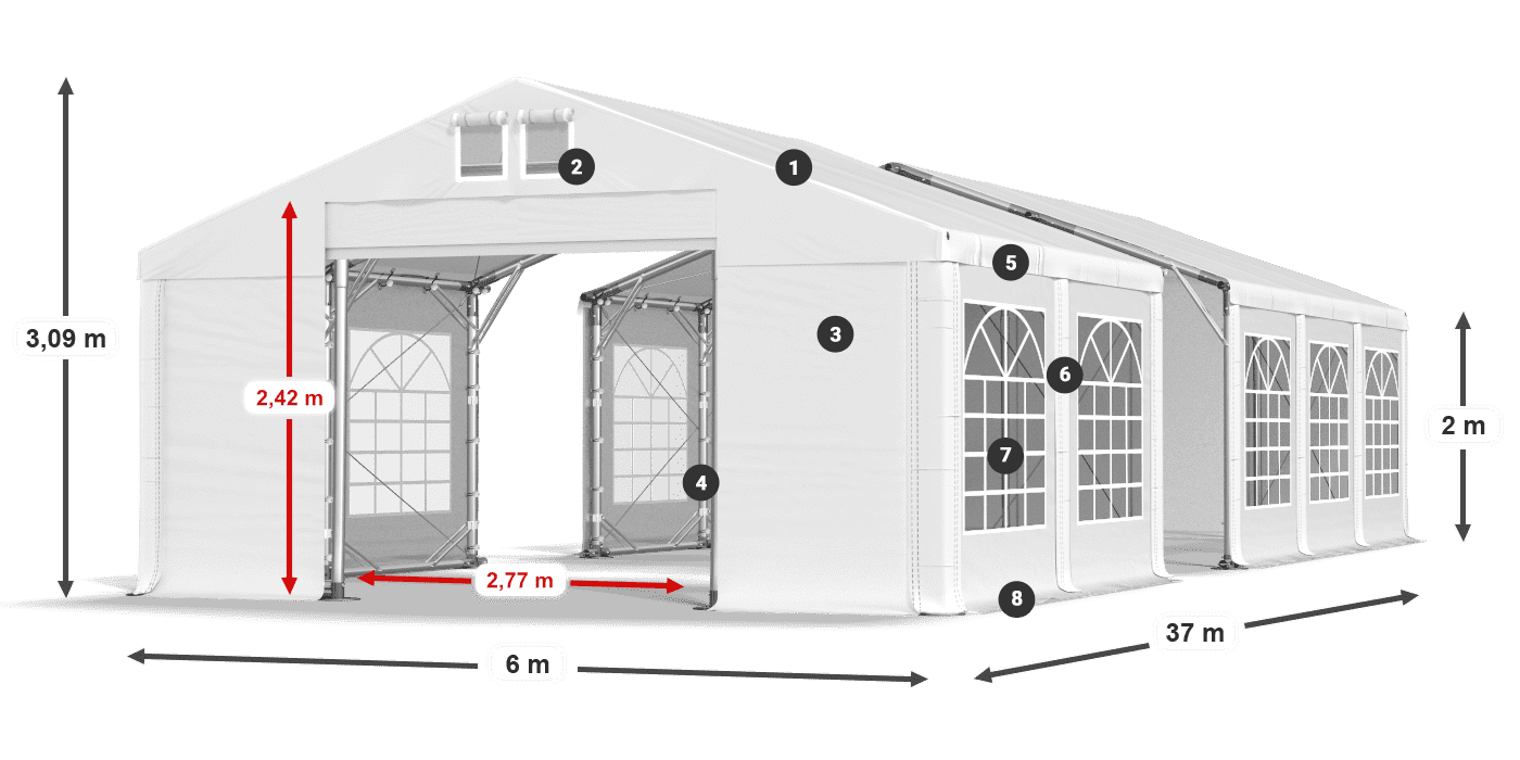 Krov: MS 580 PVC Zidovi: FR 620 PVC Legenda od 2 m