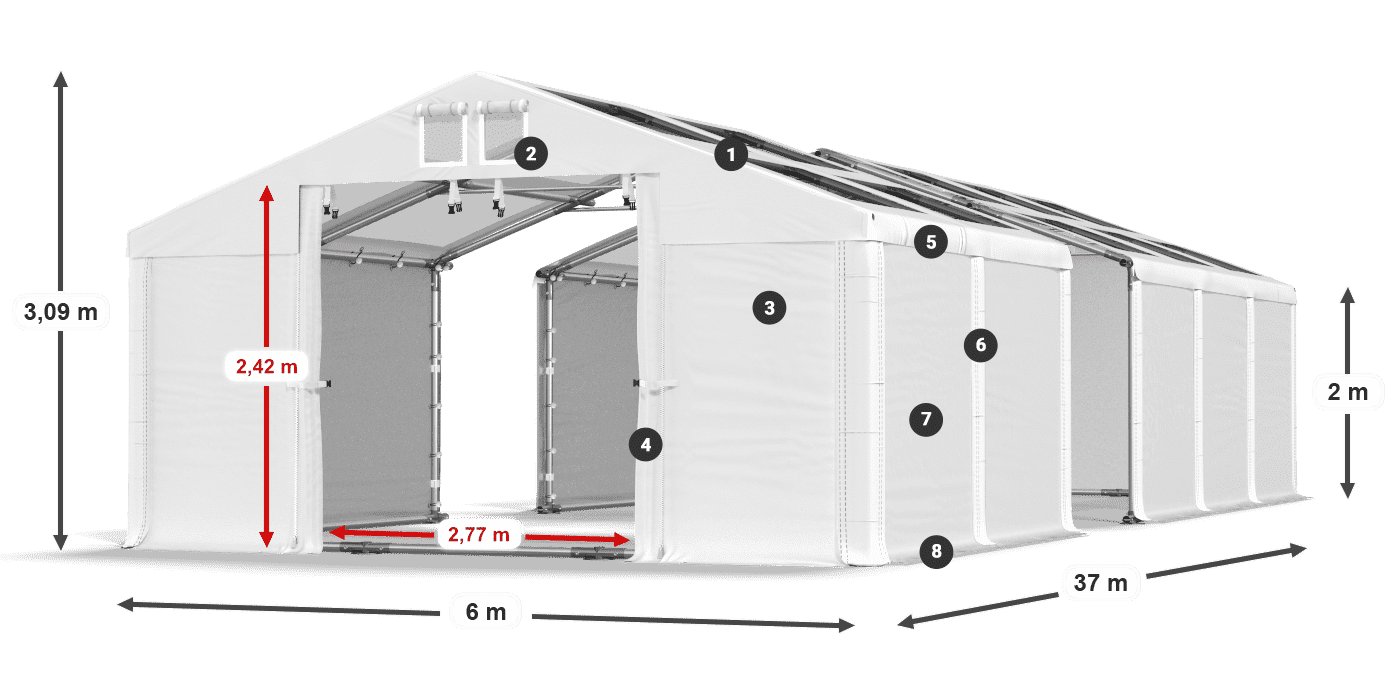 Krov: MS T 580 PVC Zidovi: FR 620 PVC Legenda od 2 m