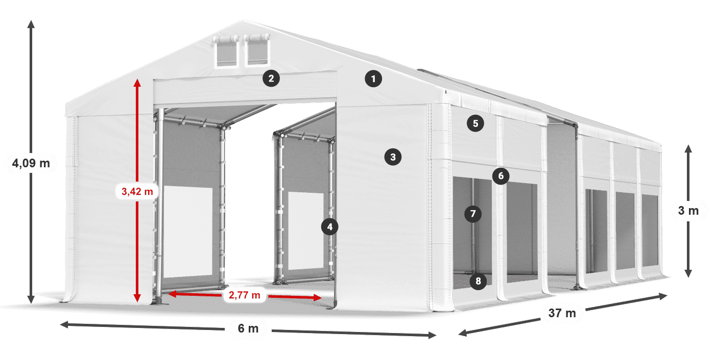 Krov: MS 580 PVC Zidovi: MS 580 PVC Legenda od 3 m