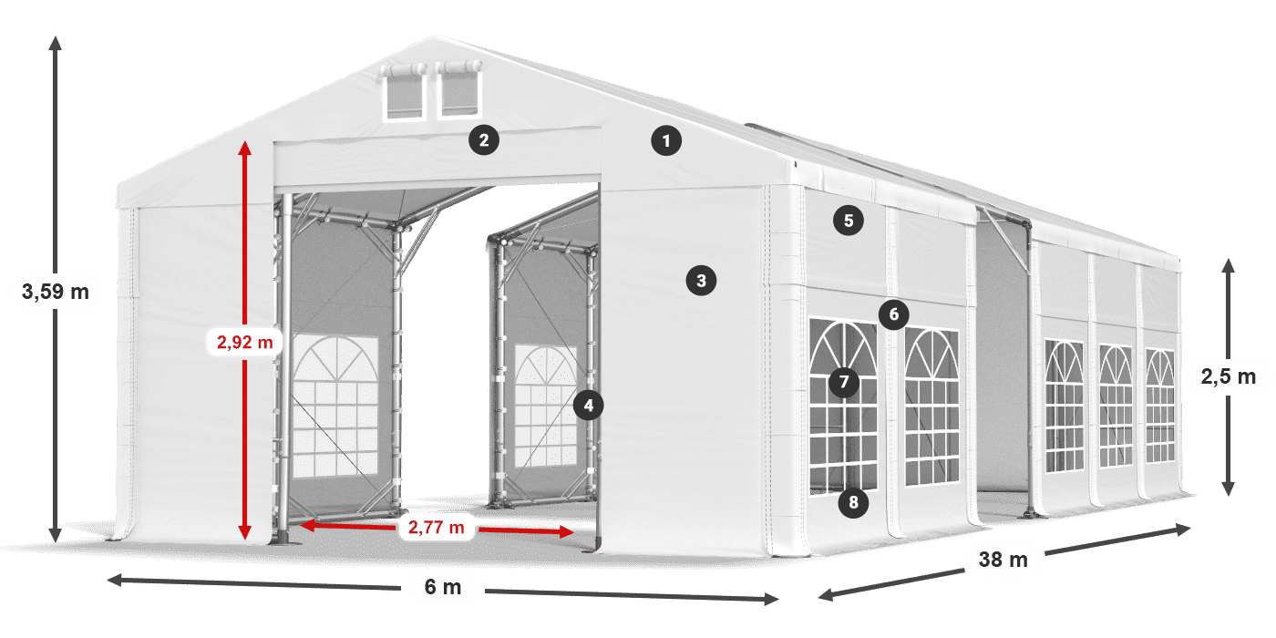 Krov: FR 620 PVC Zidovi: SD 500 PVC Legenda od 2,5 m