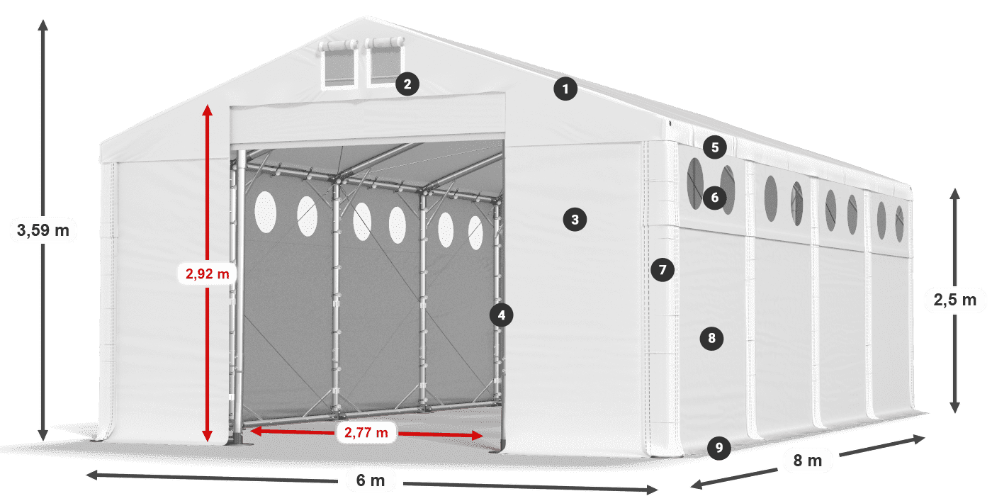 Krov: FR 620 PVC Zidovi: SD O 500 PVC Legenda od 2,5 m