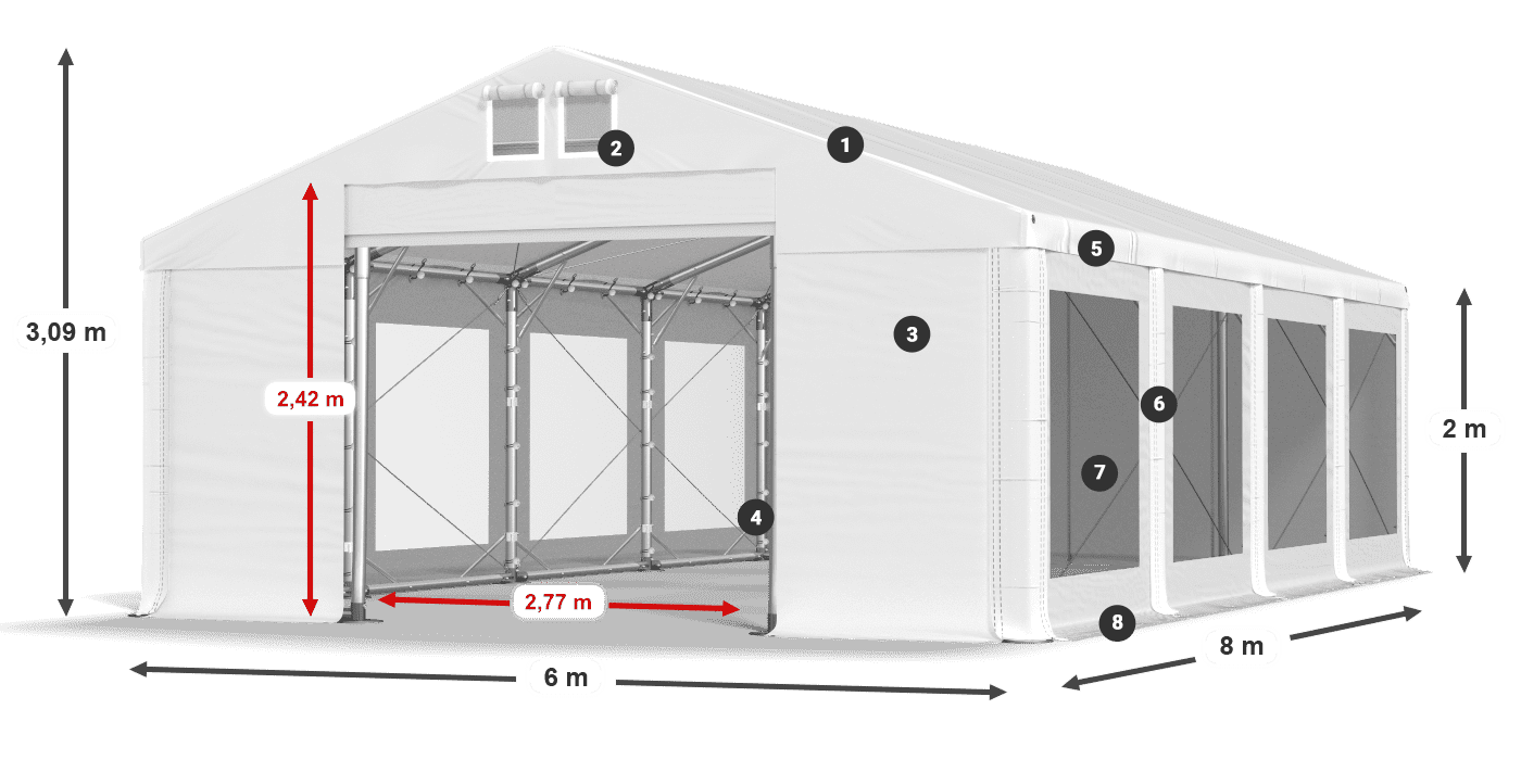 Krov: FR 620 PVC Zidovi: MS 580 PVC Legenda od 2 m