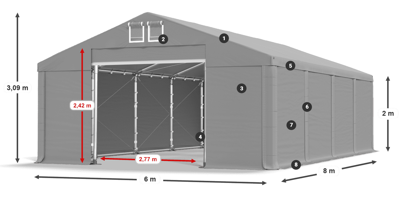 Krov: FR 620 PVC Zidovi: SD 580 PVC Legenda od 2 m