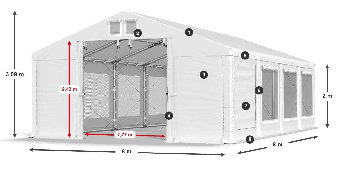 Krov: FR 620 PVC Zidovi: SD 500 PVC Legenda od 2 m