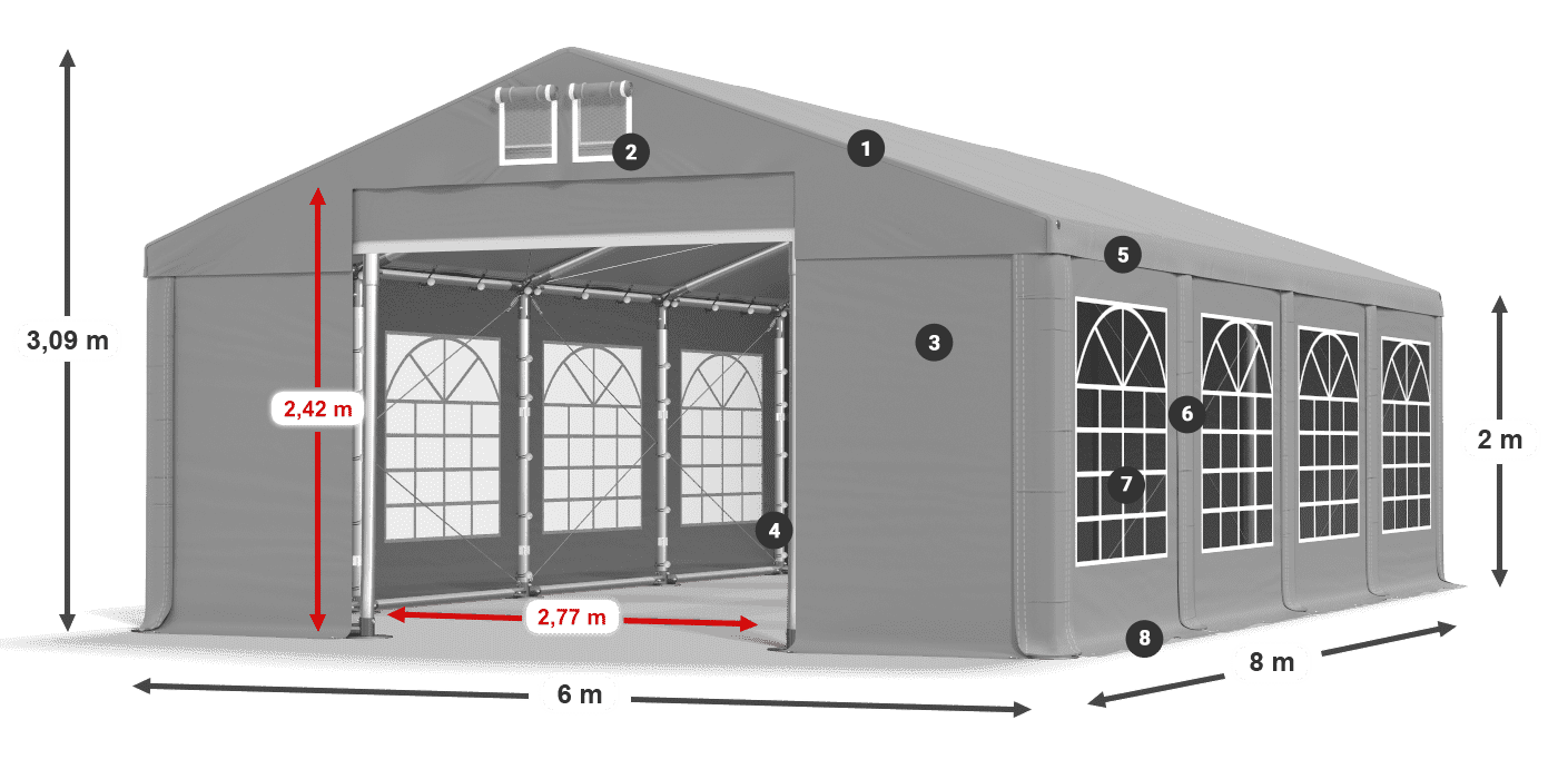 Krov: FR 620 PVC Zidovi: SD 500 PVC Legenda od 2 m