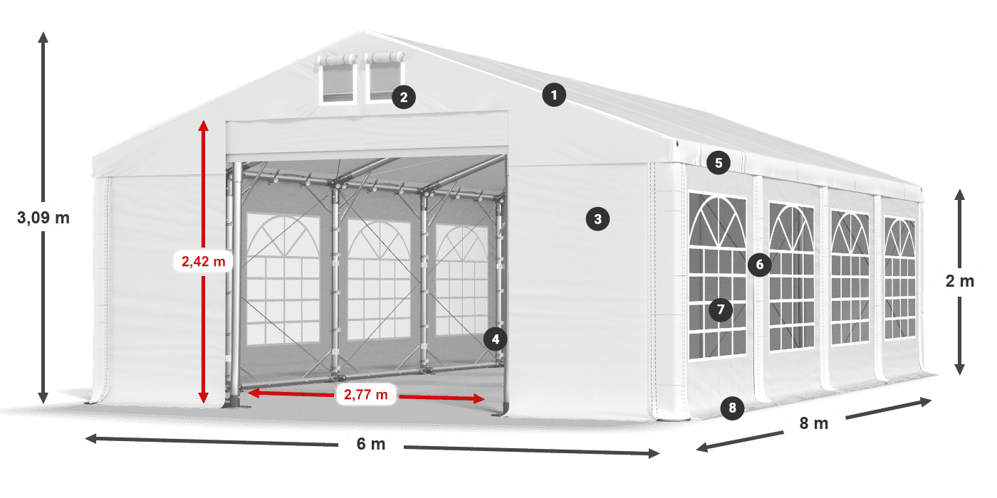 Krov: MS 580 PVC Zidovi: FR 620 PVC Legenda od 2 m