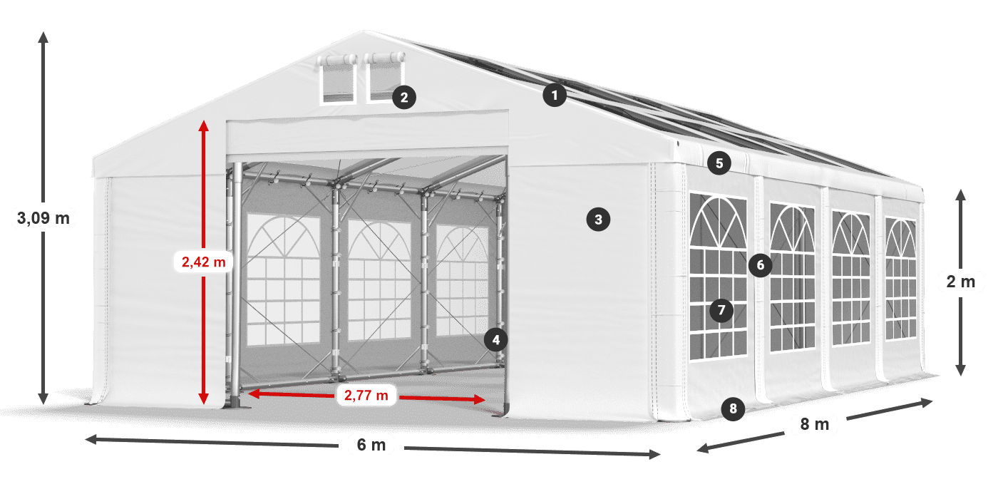 Krov: MS T 580 PVC Zidovi: FR 620 PVC Legenda od 2 m