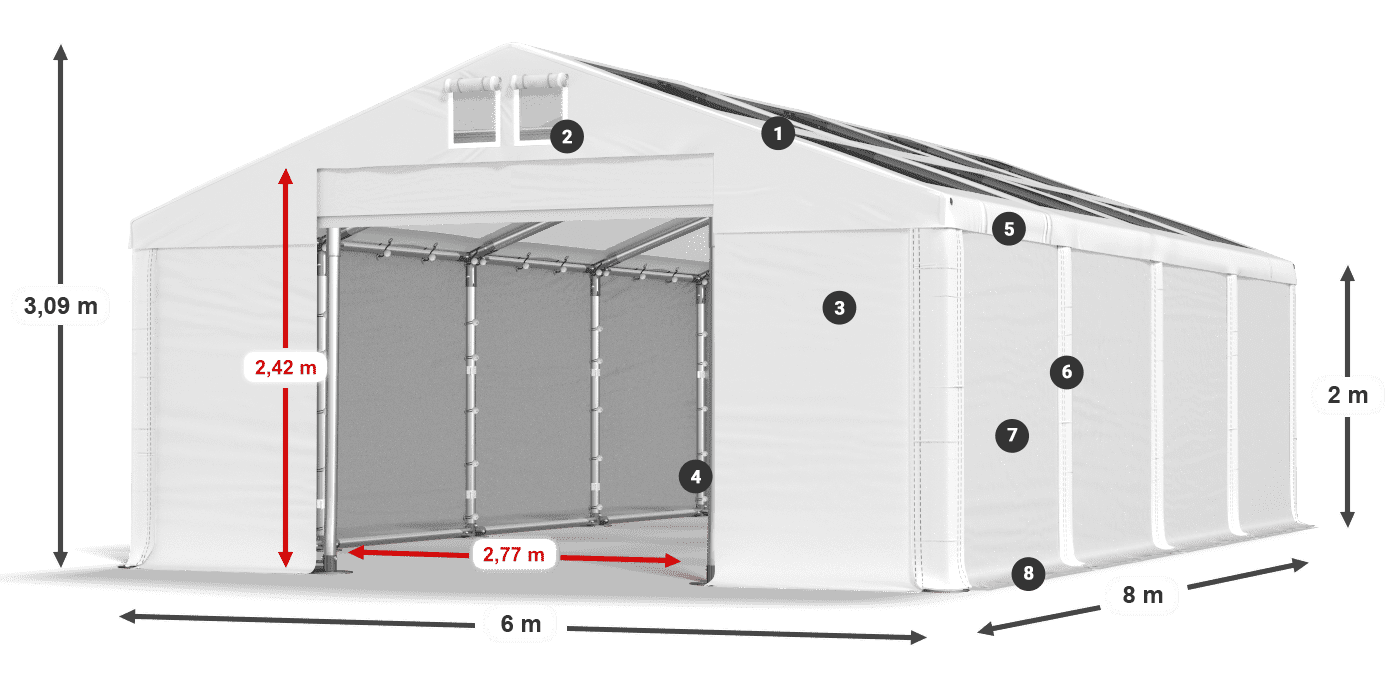 Krov: MS T 580 PVC Zidovi: FR 620 PVC Legenda od 2 m
