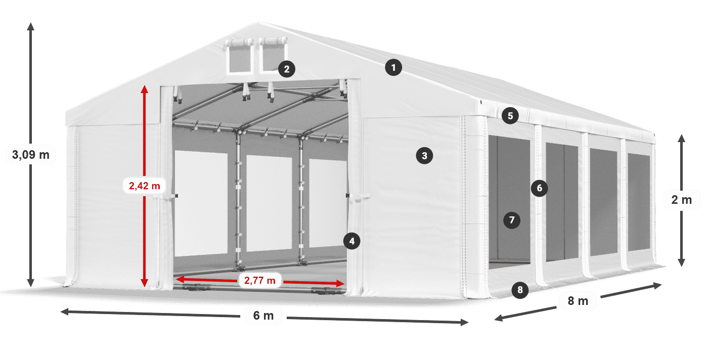 Krov: MS 580 PVC Zidovi: MS 580 PVC Legenda od 2 m